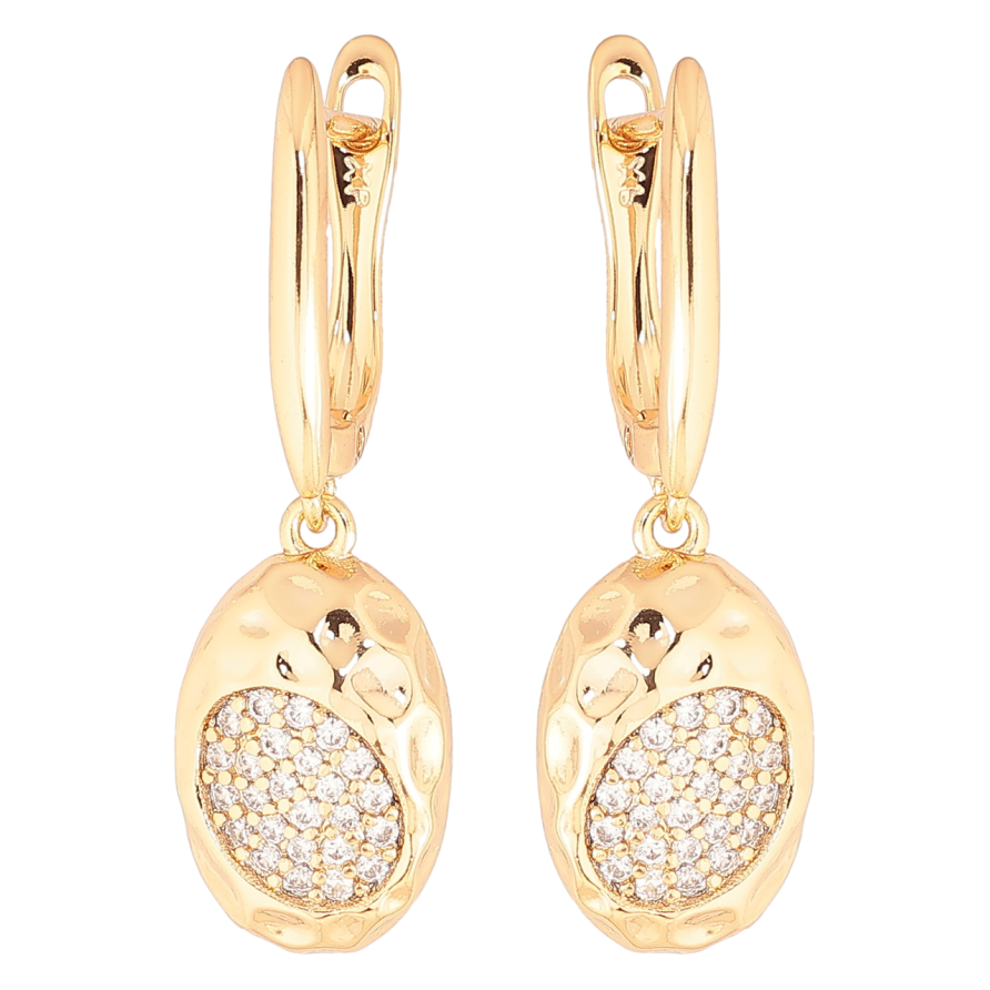 Серьги Xuping Позолота 18K английский замок Овальные подвески с кристаллами фото №1