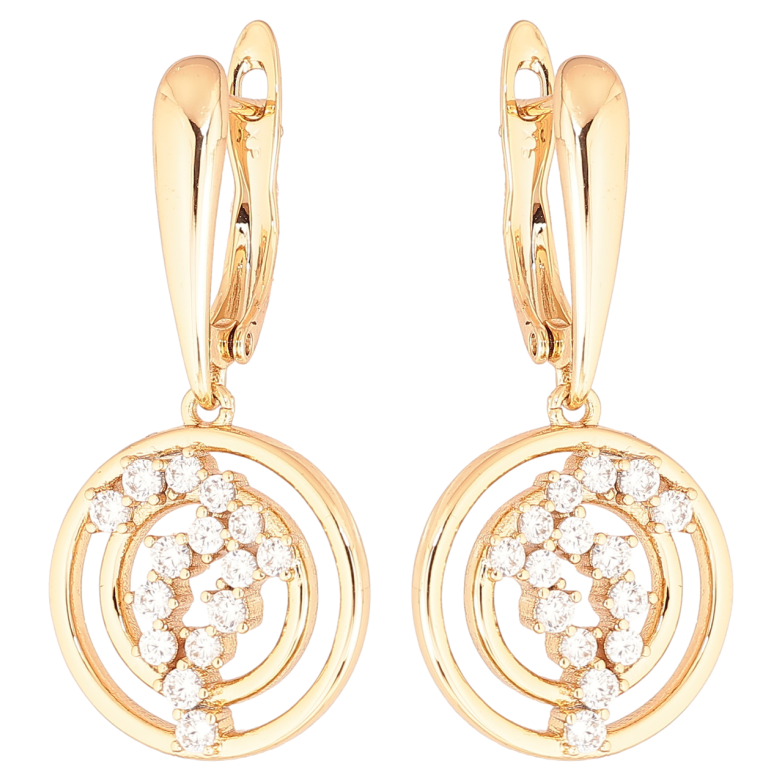 Серьги Xuping Позолота 18K английский замок Круглые подвески с кристаллами фото №1
