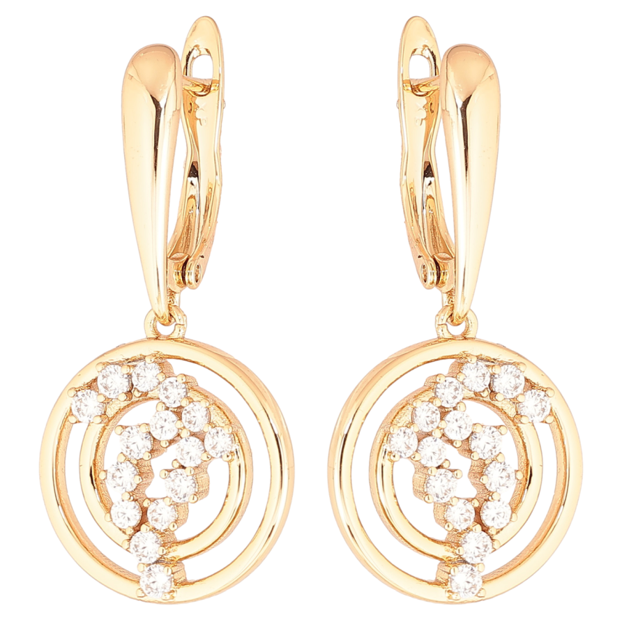 Серьги Xuping Позолота 18K английский замок Круглые подвески с кристаллами фото №1