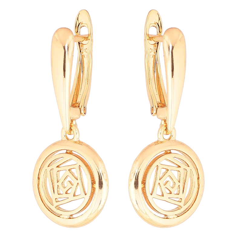 Сережки Xuping Позолота 18K англійський замок «Круглі підвіски з різьбленим візерунком» фото №1