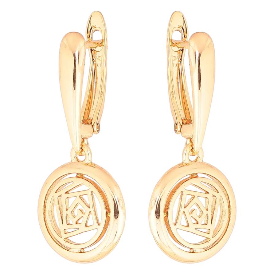 Серьги Xuping Позолота 18K английский замок Круглые подвески с резным узором фото №1