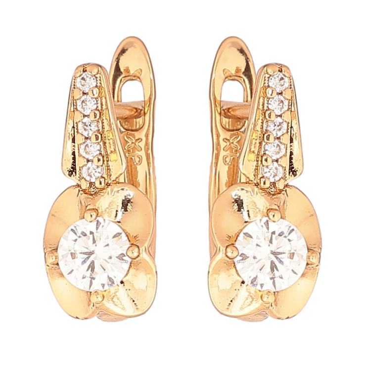 Серьги Xuping Позолота 18K английский замок Цветочки с кристаллами фото №2