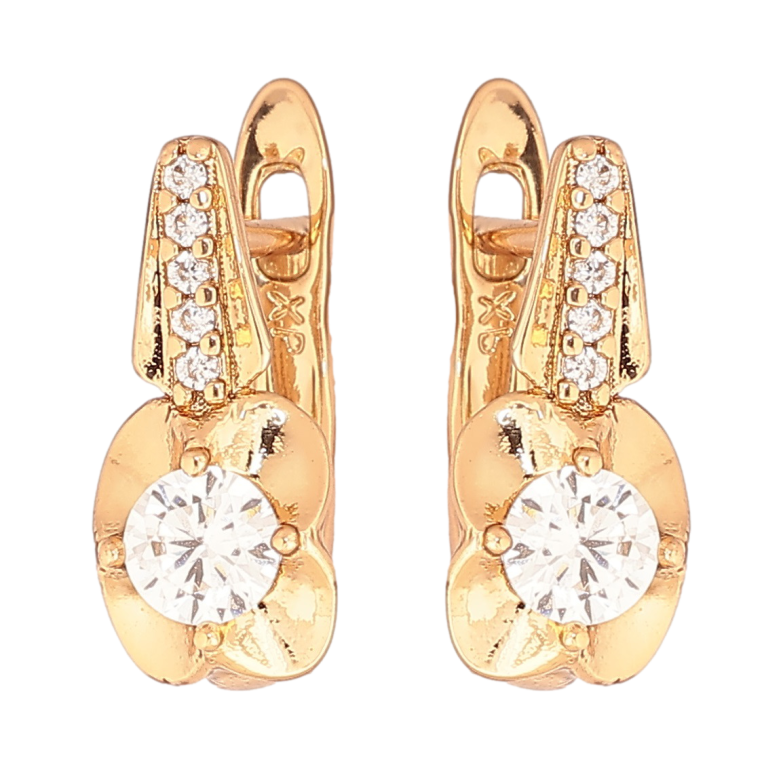 Сережки Xuping Позолота 18K англійський замок «Квіточки з кристалами» фото №1 Сережки Xuping Позолота 18K англійський замок «Квіточки з кристалами» фото №1