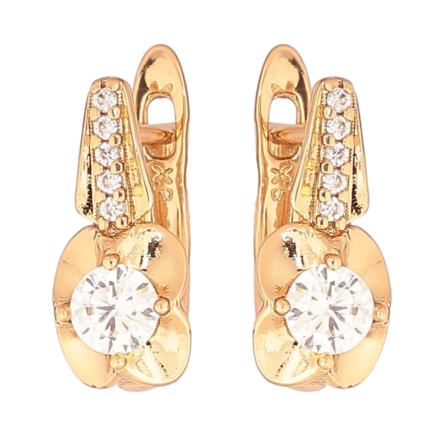 Серьги Xuping Позолота 18K английский замок Цветочки с кристаллами фото №1 Серьги Xuping Позолота 18K английский замок Цветочки с кристаллами фото №1