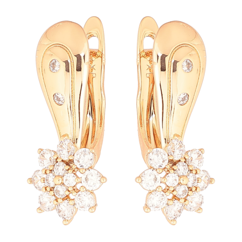 Серьги Xuping Позолота 18K английский замок Кристальные цветочки фото №1 Серьги Xuping Позолота 18K английский замок Кристальные цветочки фото №1