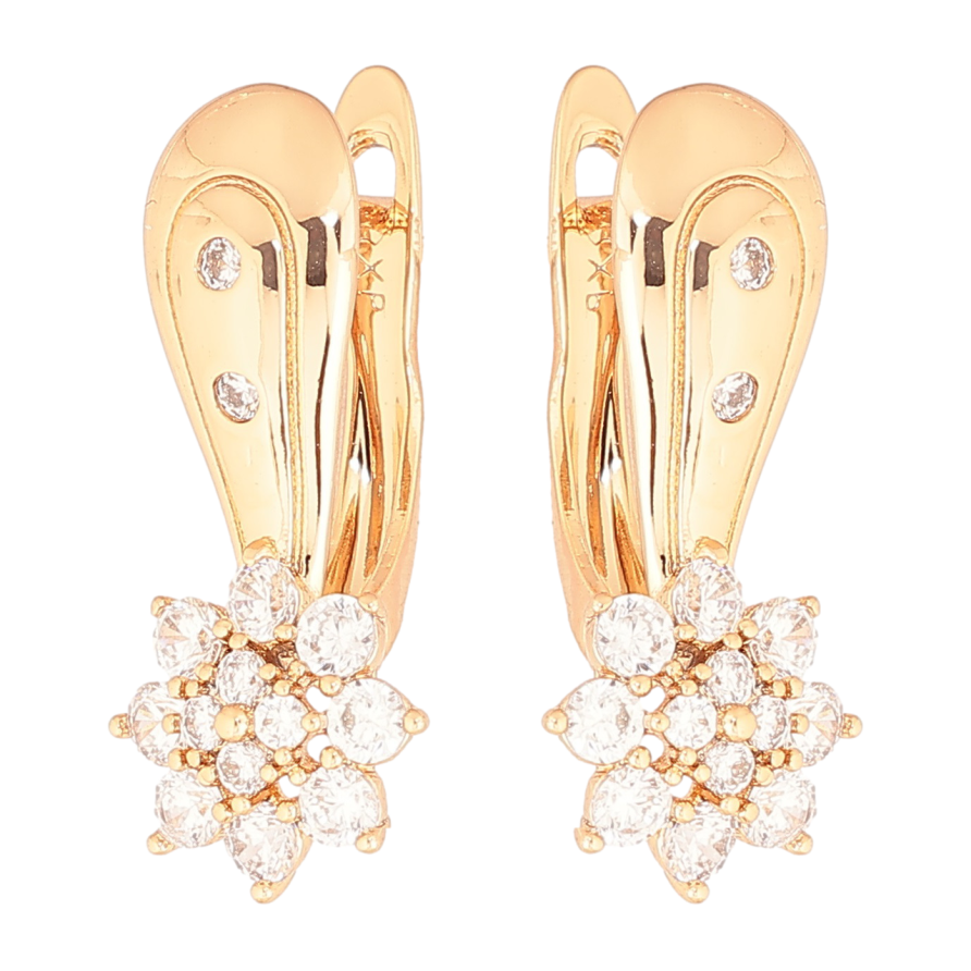 Серьги Xuping Позолота 18K английский замок Кристальные цветочки фото №1