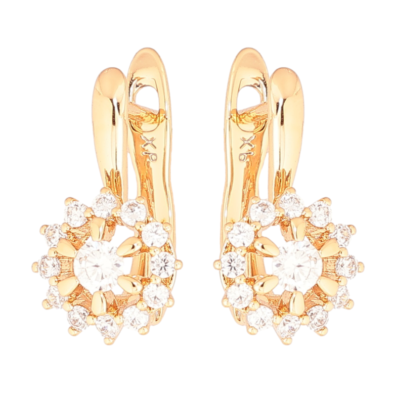 Сережки Xuping Позолота 18K англійський замок «Кришталеві квіточки» фото №1 Сережки Xuping Позолота 18K англійський замок «Кришталеві квіточки» фото №1