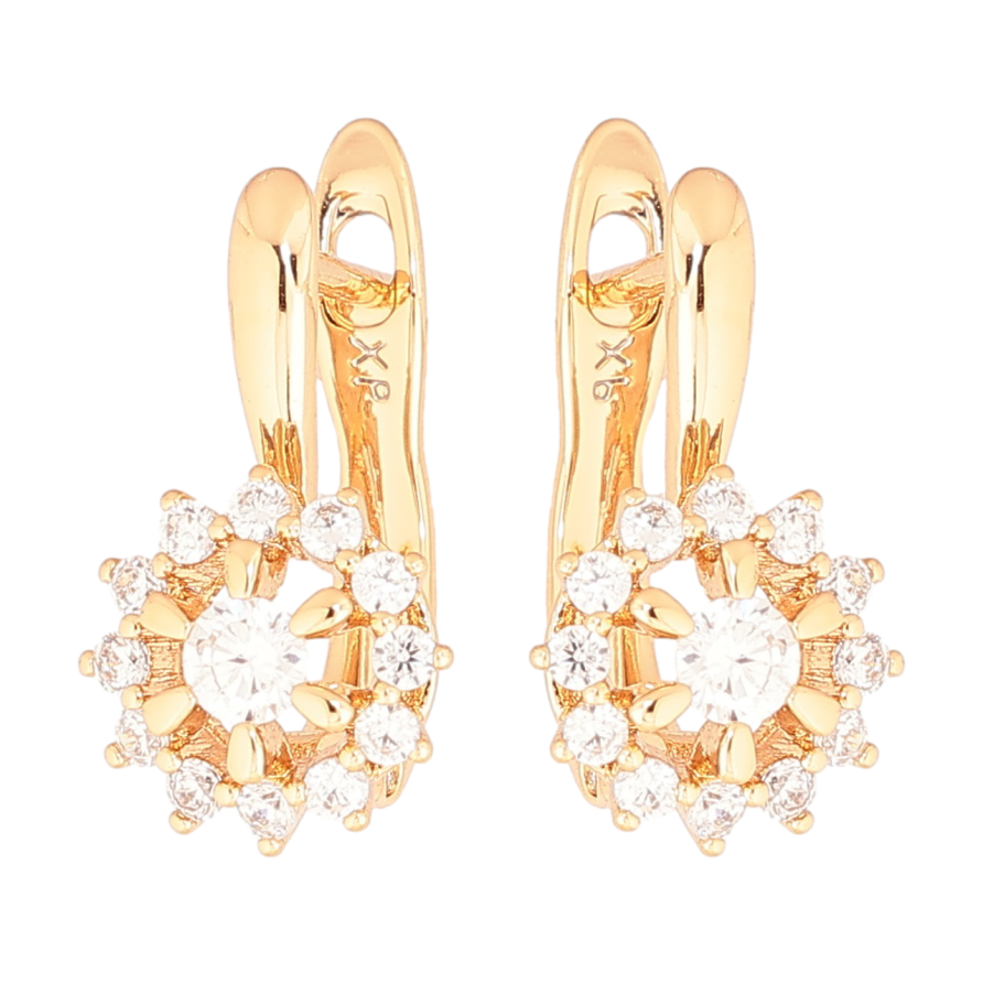 Сережки Xuping Позолота 18K англійський замок «Кришталеві квіточки» фото №1 Сережки Xuping Позолота 18K англійський замок «Кришталеві квіточки» фото №1