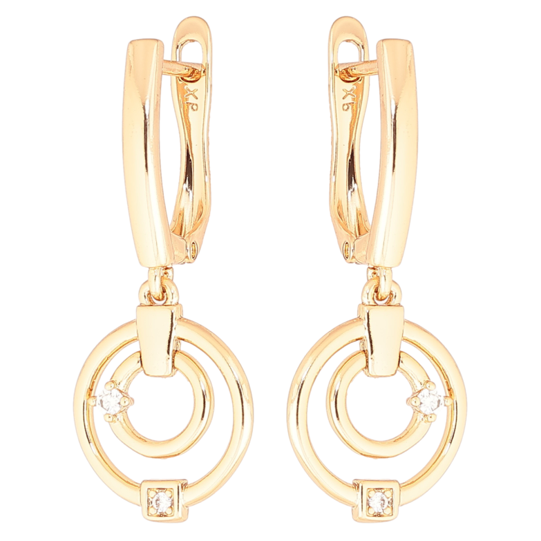 Серьги Xuping Позолота 18K английский замок Круглые подвески с кристаллами фото №1 Серьги Xuping Позолота 18K английский замок Круглые подвески с кристаллами фото №1