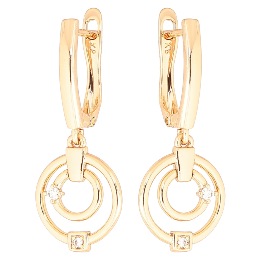 Серьги Xuping Позолота 18K английский замок Круглые подвески с кристаллами фото №1 Серьги Xuping Позолота 18K английский замок Круглые подвески с кристаллами фото №1