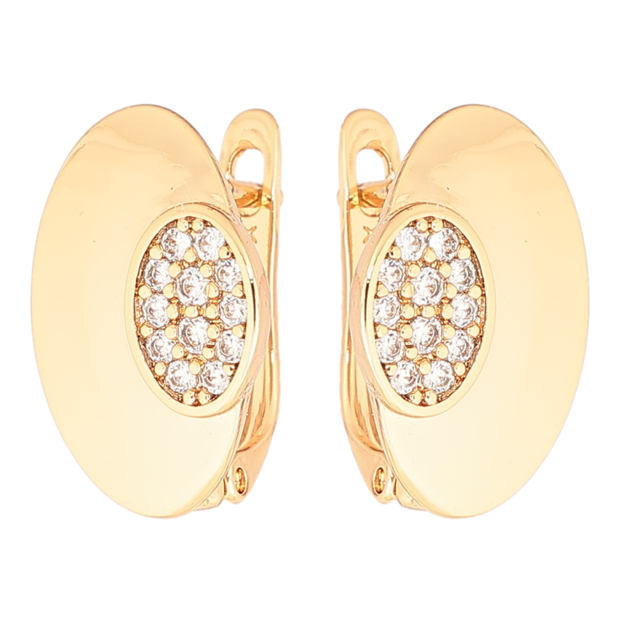 Серьги Xuping Позолота 18K английский замок Овалы с кристаллами фото №1 Серьги Xuping Позолота 18K английский замок Овалы с кристаллами фото №1