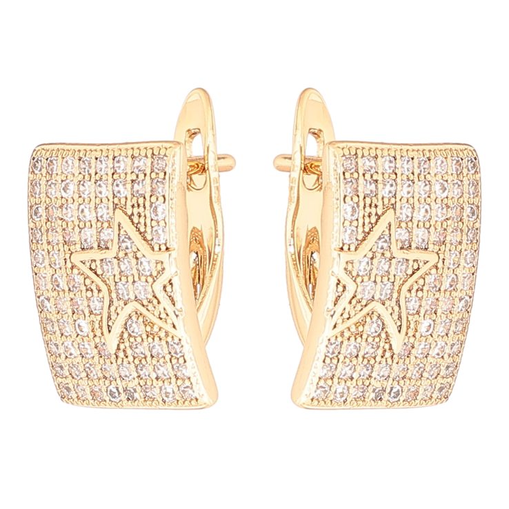 Серьги Xuping Позолота 18K английский замок Инкрустация кристаллами с узором звезды фото №14