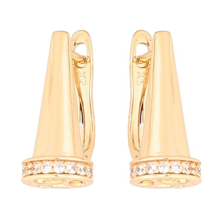 Серьги Xuping Позолота 18K английский замок Конусы с кристальными дорожками фото №11