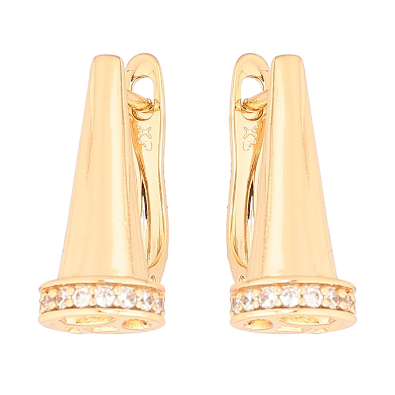 Сережки Xuping Позолота 18K англійський замок «Конуси з кришталевими доріжками» фото №1 Сережки Xuping Позолота 18K англійський замок «Конуси з кришталевими доріжками» фото №1