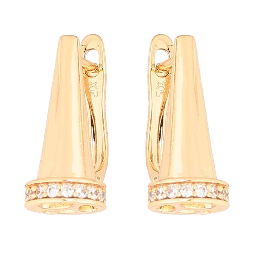 Сережки Xuping Позолота 18K англійський замок «Конуси з кришталевими доріжками» фото №1 Сережки Xuping Позолота 18K англійський замок «Конуси з кришталевими доріжками» фото №1