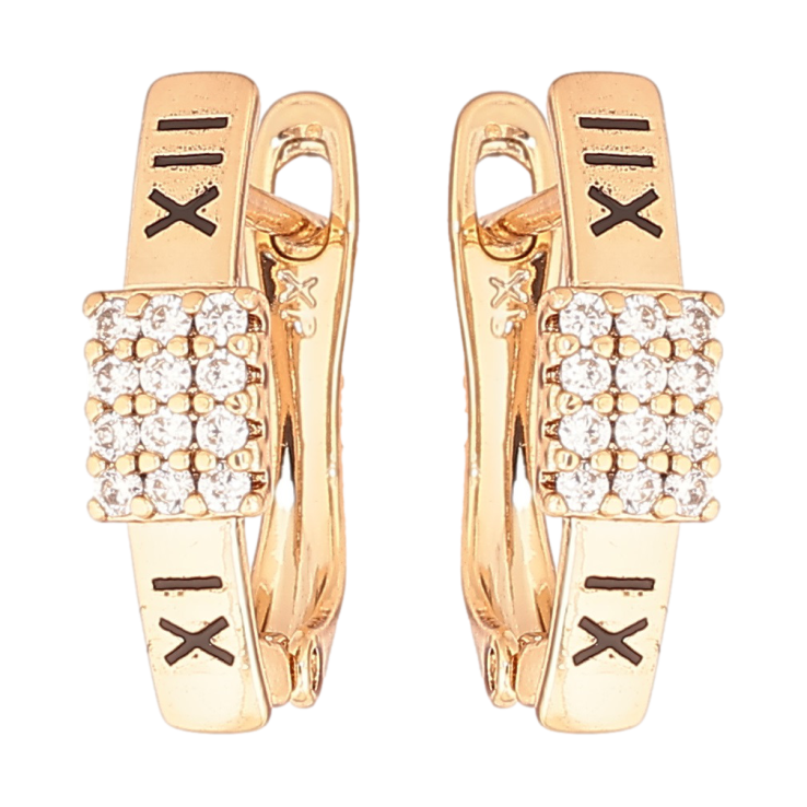 Серьги Xuping Позолота 18K английский замок Римские цифры с кристаллами фото №16 Серьги Xuping Позолота 18K английский замок Римские цифры с кристаллами фото №16