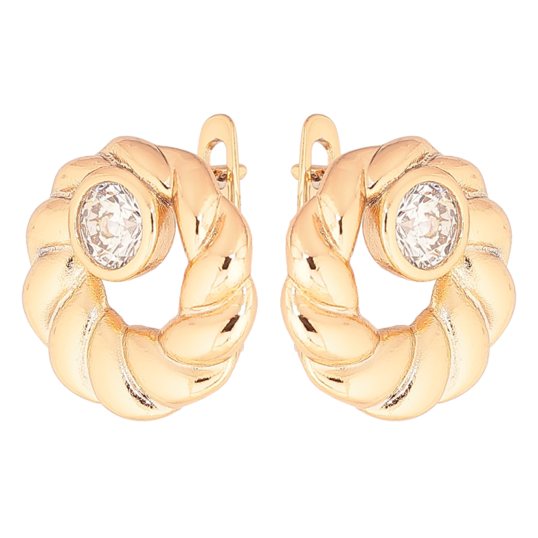 Сережки Xuping Позолота 18K англійський замок «Колечка з кристалами» фото №1 Сережки Xuping Позолота 18K англійський замок «Колечка з кристалами» фото №1