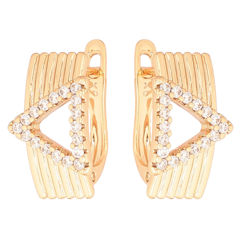Серьги Xuping Позолота 18K английский замок Узор треугольники с кристаллами фото №2 Серьги Xuping Позолота 18K английский замок Узор треугольники с кристаллами фото №2
