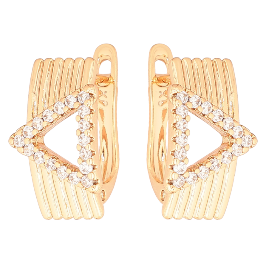 Серьги Xuping Позолота 18K английский замок Узор треугольники с кристаллами фото №1 Серьги Xuping Позолота 18K английский замок Узор треугольники с кристаллами фото №1