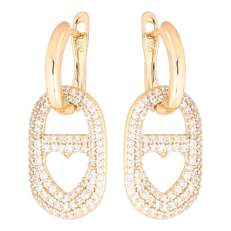 Сережки Xuping Позолота 18K англійський замок «Овальні підвіски з кристалами» 2 в 1 фото №1