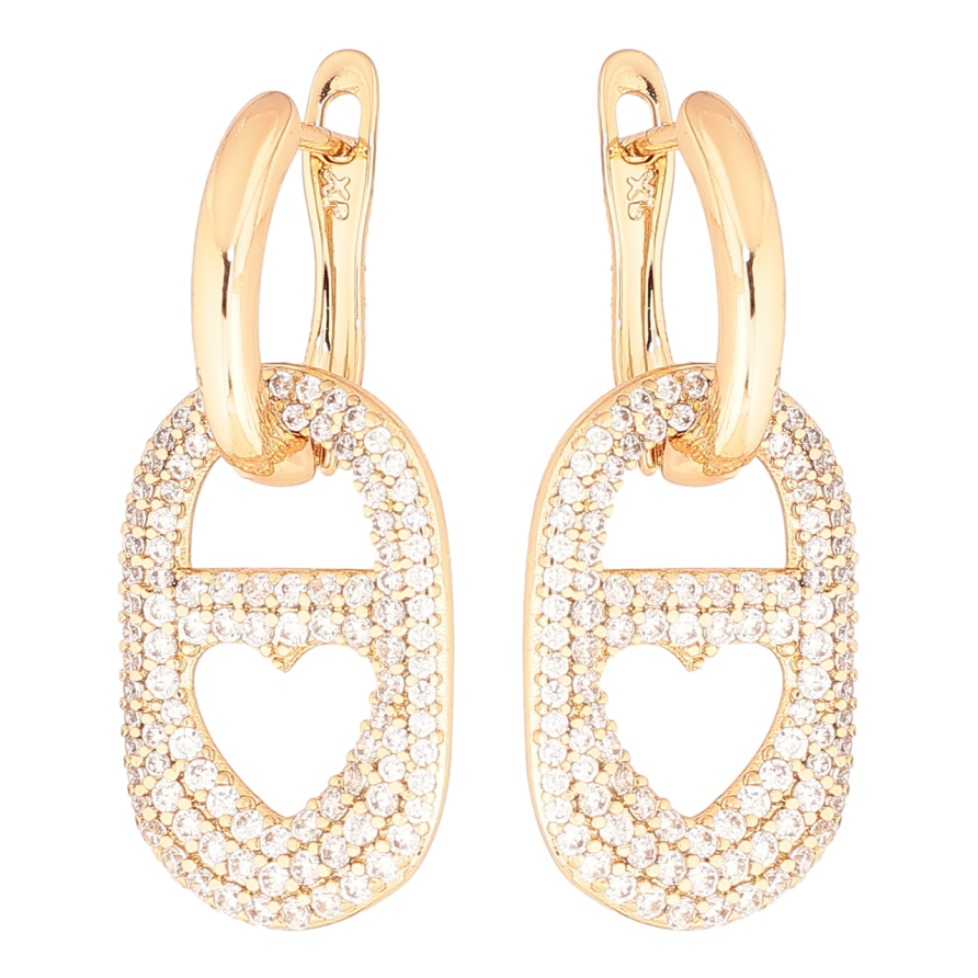 Сережки Xuping Позолота 18K англійський замок «Овальні підвіски з кристалами» 2 в 1 фото №1