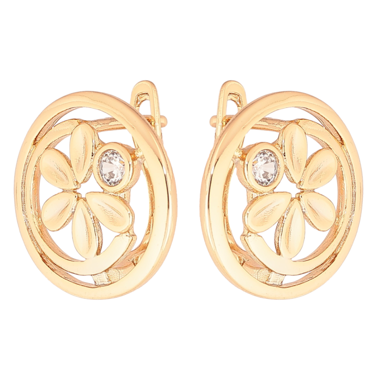 Серьги Xuping Позолота 18K английский замок Колечки с цветочками фото №18