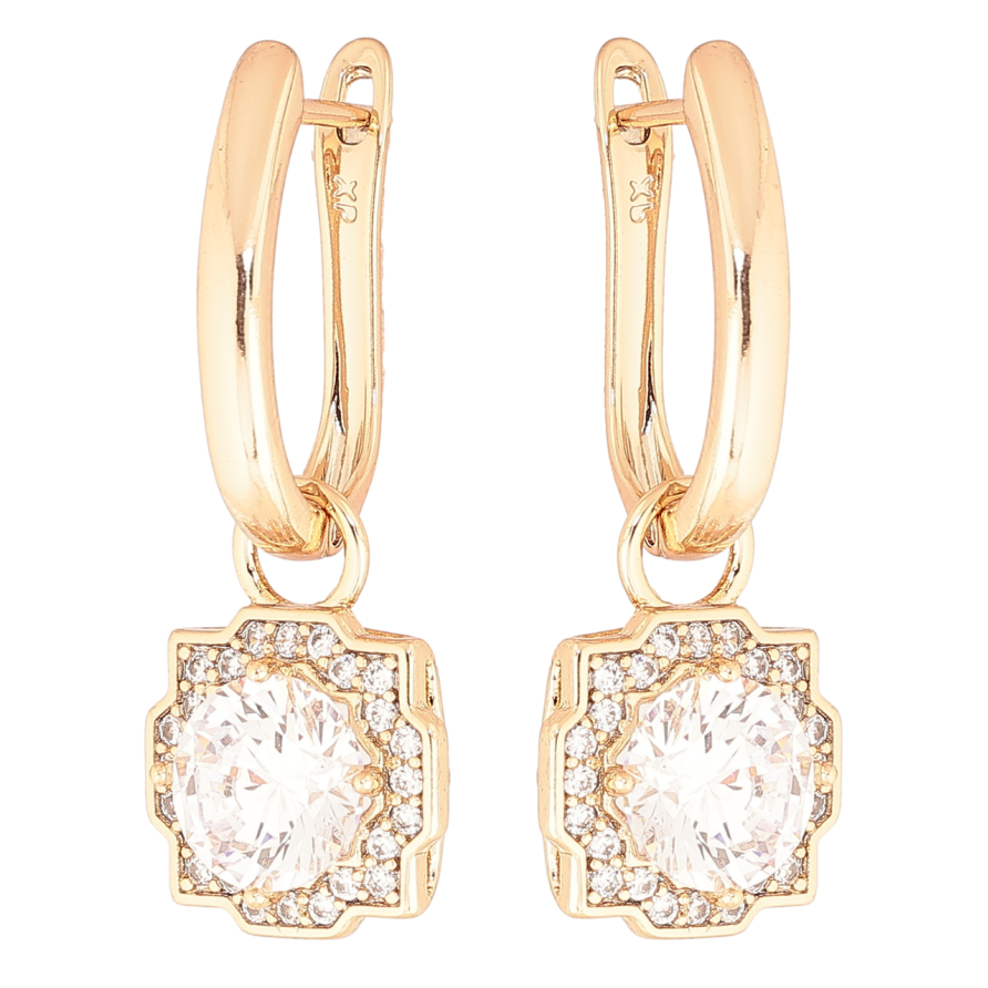 Сережки Xuping Позолота 18K англійський замок «Кристальні підвіски» 2 в 1 фото №1 Сережки Xuping Позолота 18K англійський замок «Кристальні підвіски» 2 в 1 фото №1