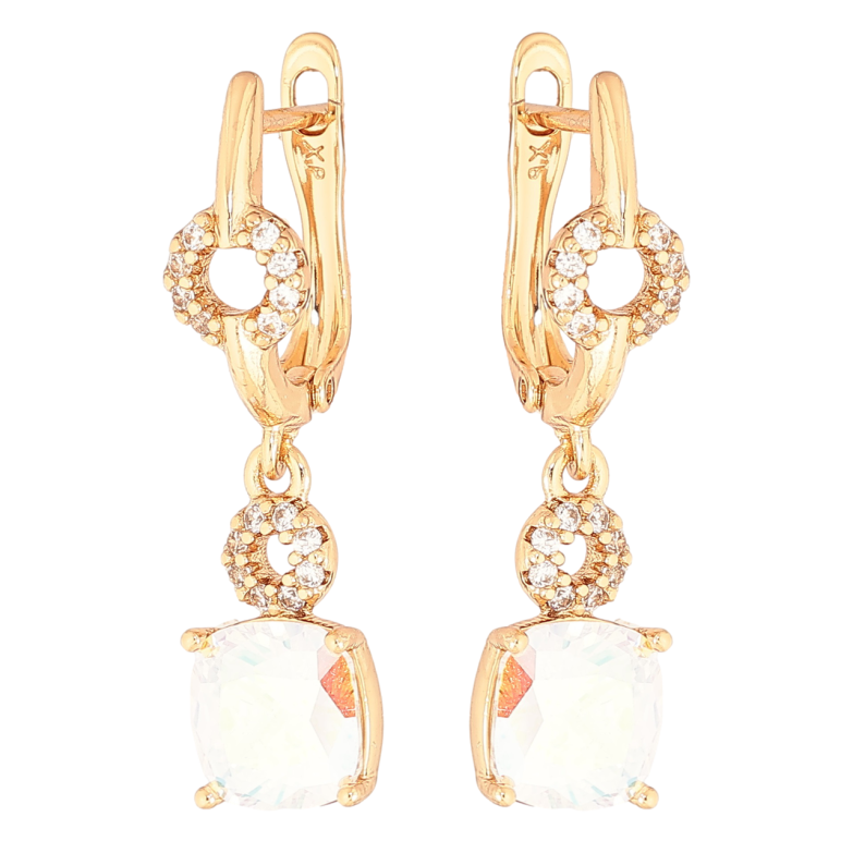 Сережки Xuping Позолота 18K англійський замок «Підвіски з райдужними кристалами» фото №1 Сережки Xuping Позолота 18K англійський замок «Підвіски з райдужними кристалами» фото №1