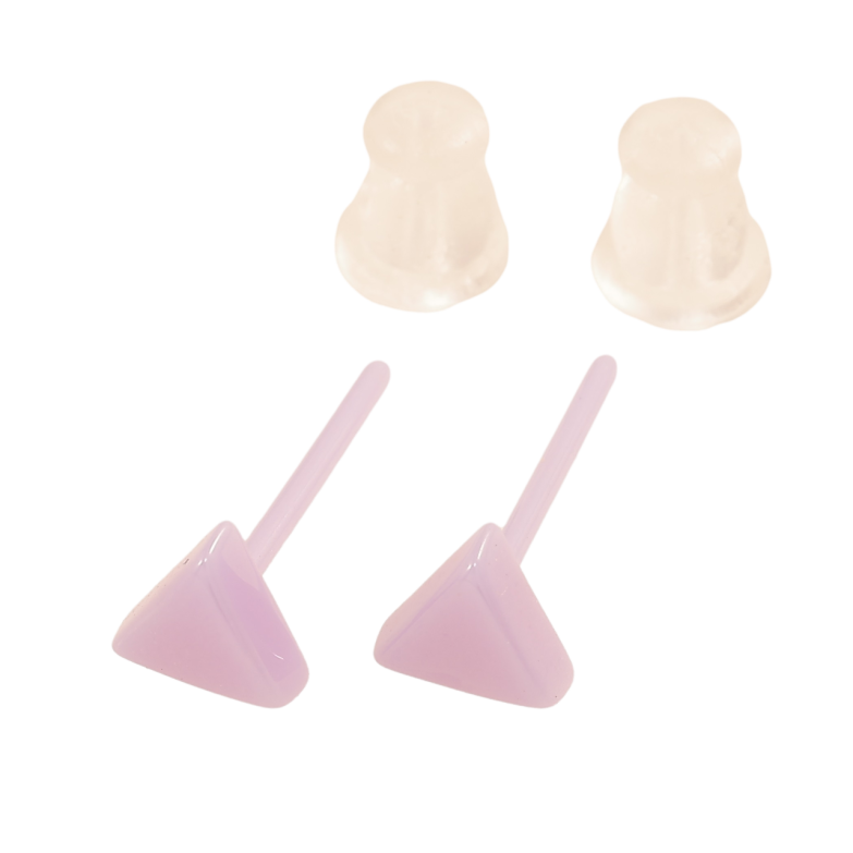 Серьги Xuping TTM Stainless Steel керамика пусеты Сиреневые треугольники 6х6мм фото №2