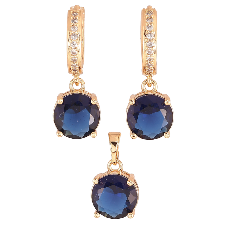 Набор Xuping M&L Цвет 18K Серьги Кулон Синие кристаллы ø 10мм фото №1