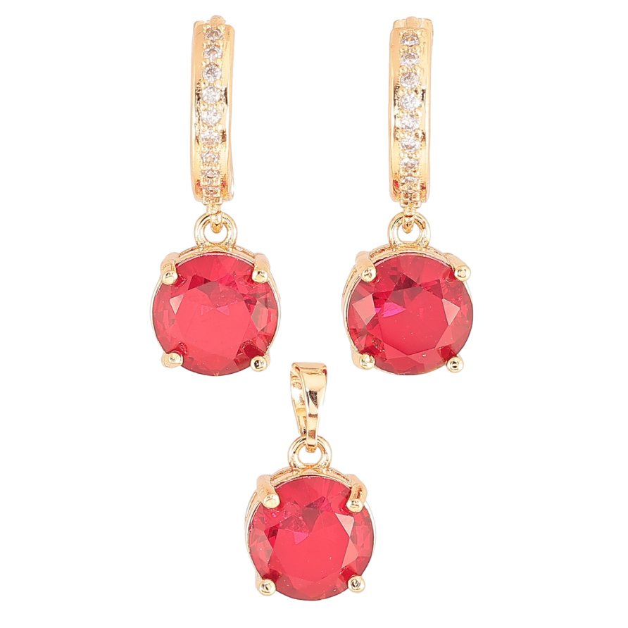 Набор Xuping M&L Цвет 18K Серьги Кулон Красные кристаллы ø 10мм фото №1 Набор Xuping M&L Цвет 18K Серьги Кулон Красные кристаллы ø 10мм фото №1