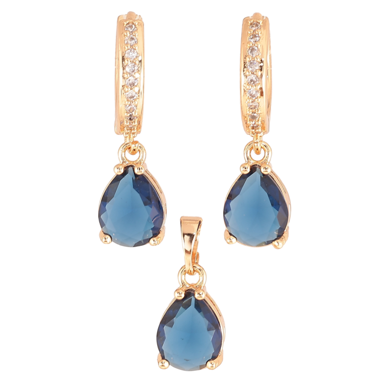 Набор Xuping M&L Цвет 18K Серьги Кулон Синие кристальные капельки фото №1