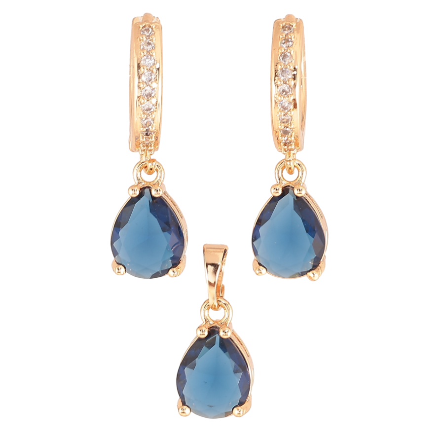 Набор Xuping M&L Цвет 18K Серьги Кулон Синие кристальные капельки фото №1