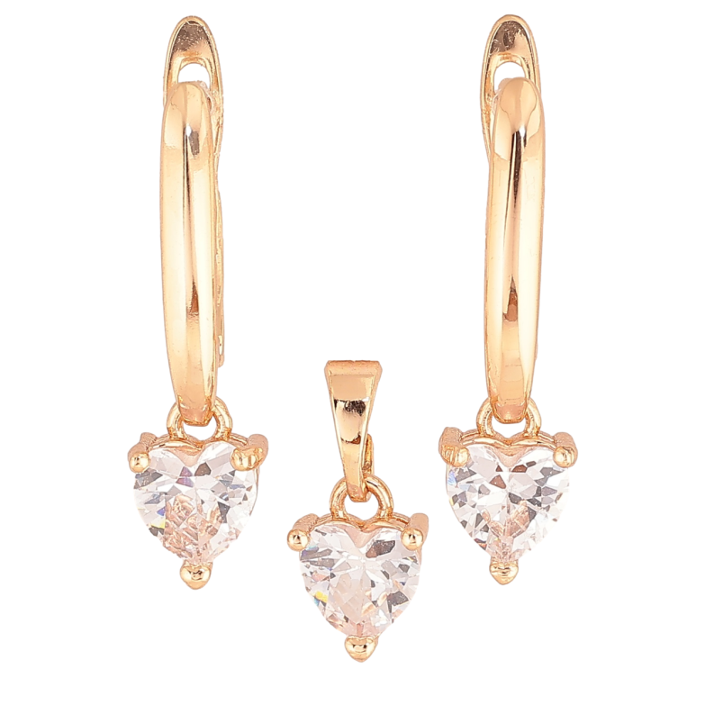 Набор Xuping M&L Цвет 18K Серьги Кулон Кристальные сердечки фото №1 Набор Xuping M&L Цвет 18K Серьги Кулон Кристальные сердечки фото №1