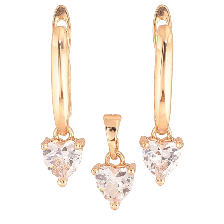 Набор Xuping M&L Цвет 18K Серьги Кулон Кристальные сердечки фото №1 Набор Xuping M&L Цвет 18K Серьги Кулон Кристальные сердечки фото №1