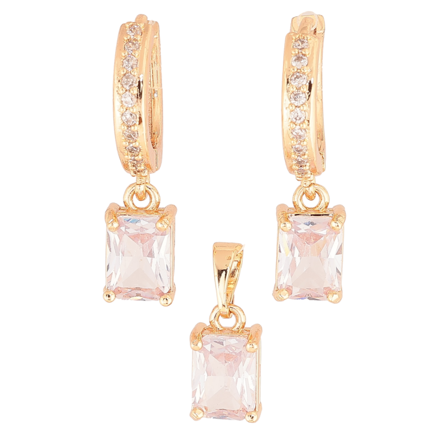 Набір Xuping M&L Колір 18K Сережки Кулон «Кристали» 6х8мм фото №1 Набір Xuping M&L Колір 18K Сережки Кулон «Кристали» 6х8мм фото №1