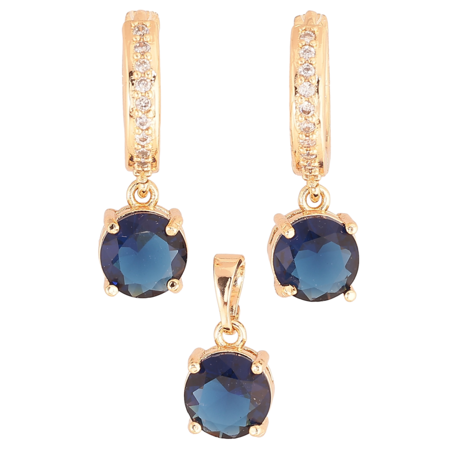 Набір Xuping M&L Колір 18K Сережки Кулон «Сині кристали» ø 8мм фото №1