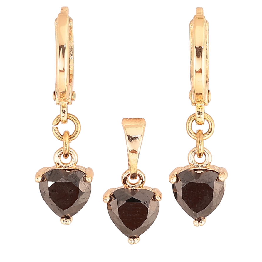 Набор Xuping M&L Цвет 18K Серьги Кулон Черные кристальные сердечки фото №1