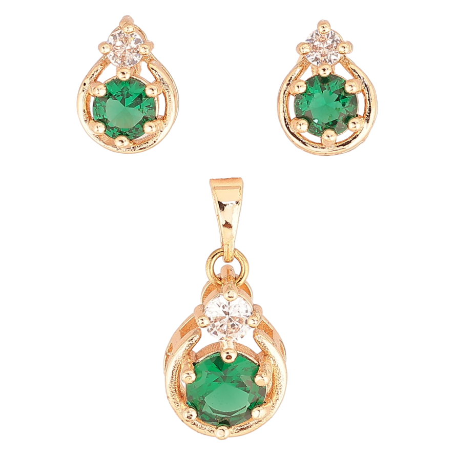 Набор Xuping M&L Цвет 18K Серьги Кулон Узор с зеленым кристаллом фото №1