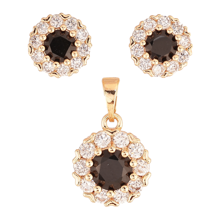 Набір Xuping M&L Колір 18K Сережки Кулон «Інкрустація чорно-білими кристалами» ø 9мм і 12мм фото №1