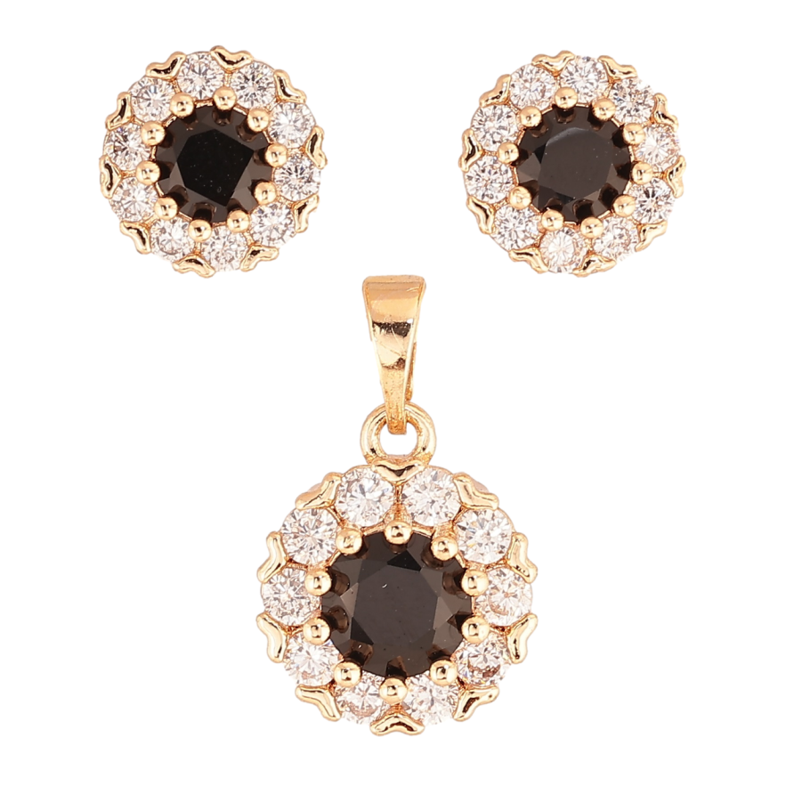 Набор Xuping M&L Цвет 18K Серьги Кулон Инкрустация черно-белыми кристаллами ø 9мм и 12мм фото №1