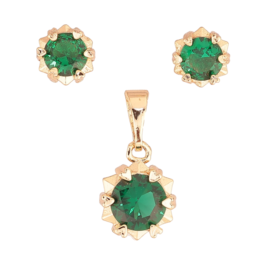 Набор Xuping M&L Цвет 18K Серьги Кулон Звездочки с зелеными кристаллами фото №1