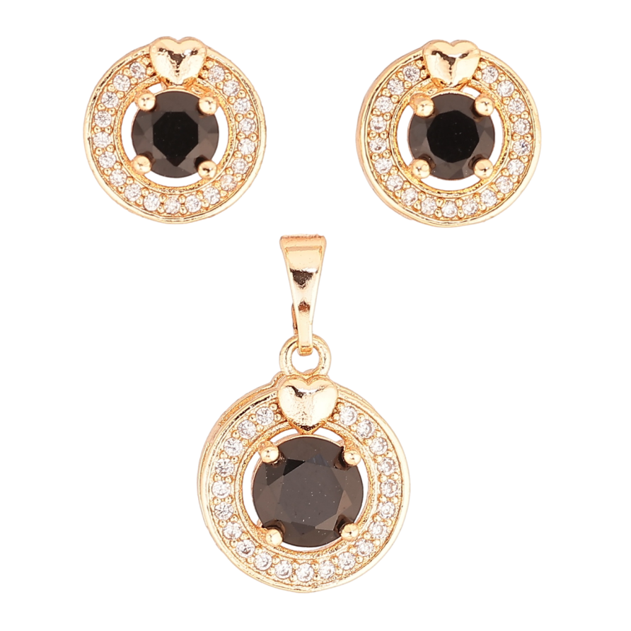 Набір Xuping M&L Колір 18K Сережки Кулон «Колечка з кристалами» ø 10мм і 12мм фото №1