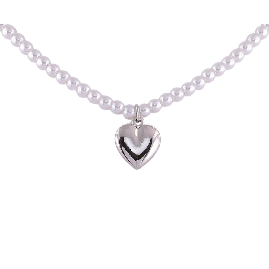Подвеска на цепочке Xuping Родий Жемчужная нить с сердечком размер 43-45см х 3мм фото №1