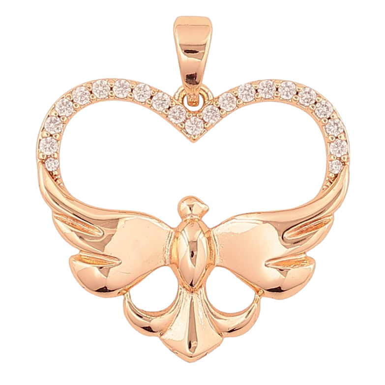 Кулон Xuping M&L Цвет 18K Сердечко с птицей для цепочки до 5мм фото №5