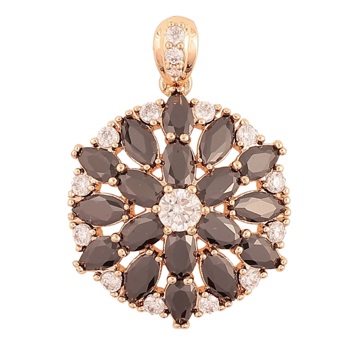 Кулон Xuping M&L Цвет 18K Цветок из черно-белых кристаллов для цепочки до 4мм фото №6