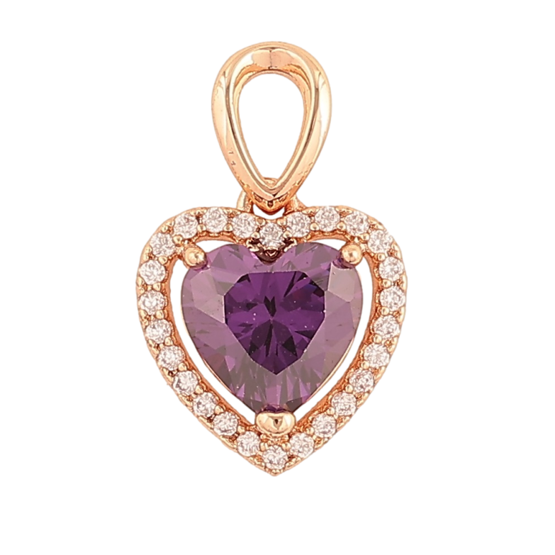 Кулон Xuping M&L Колір 18K Бузкове кришталеве сердечко» для ланцюжка до 3мм фото №1