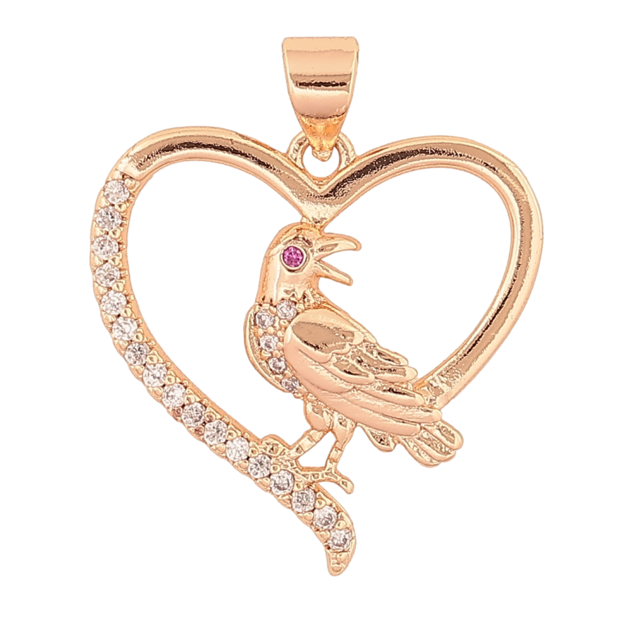 Кулон Xuping M&L Колір 18K Сердечко з птахом» для ланцюжка до 4мм фото №1