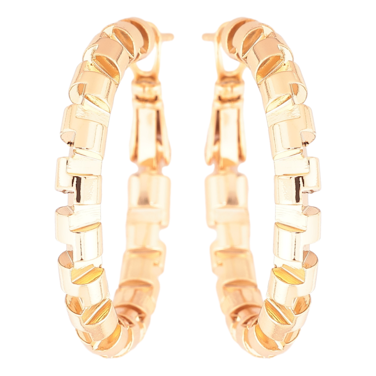 Сережки Xuping Позолота 18K кільця (конго) «Декоративний візерунок» ø 3см фото №2 Сережки Xuping Позолота 18K кільця (конго) «Декоративний візерунок» ø 3см фото №2
