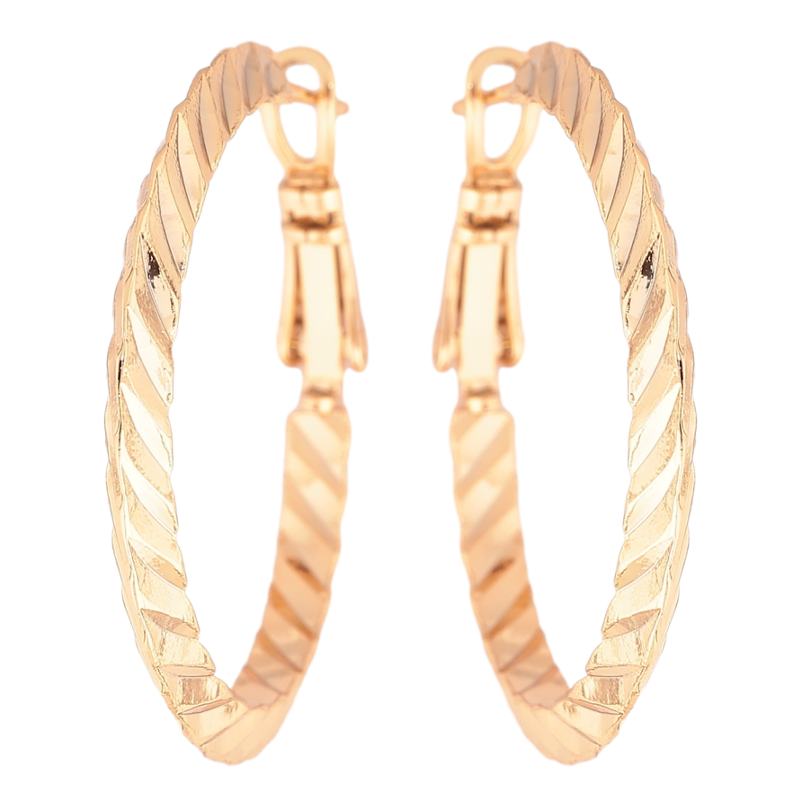 Сережки Xuping Позолота 18K кільця (конго) «Декоративний візерунок» ø 3см фото №1